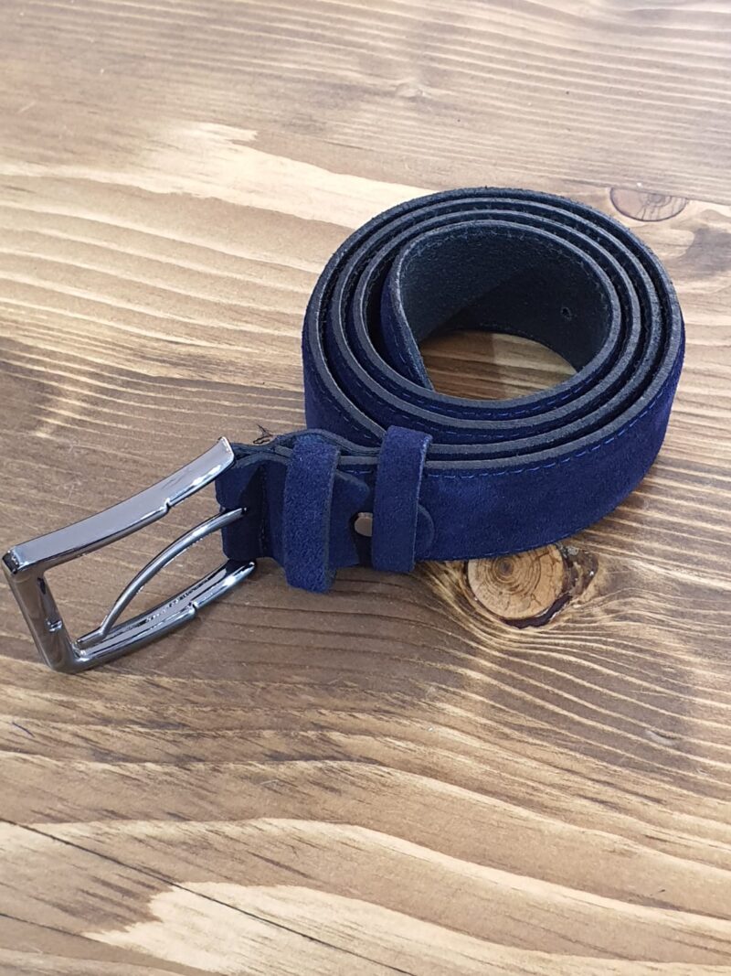 Sardinelli Pisa Suede Leather Belt – Navy Blue