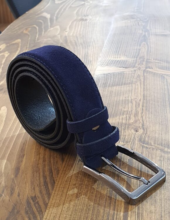 Sardinelli Pisa Suede Leather Belt – Navy Blue