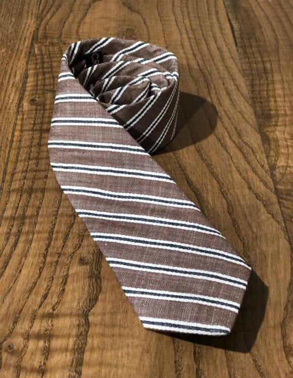 Khaki Striped Wool Neck Tie by SardinelliStore.com with Free Worldwide Shipping