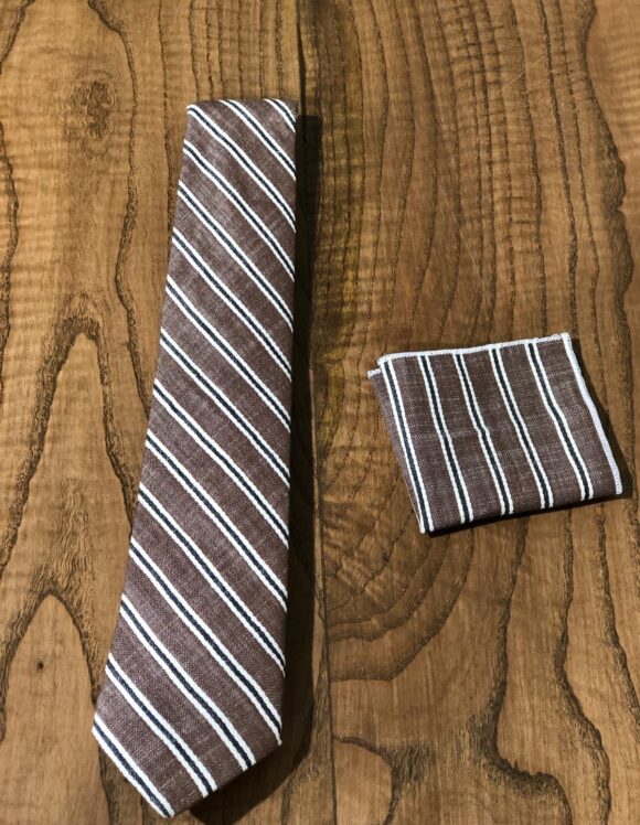 Khaki Striped Wool Neck Tie by SardinelliStore.com with Free Worldwide Shipping