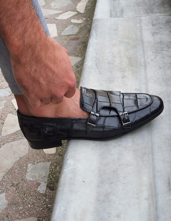 Sardinelli Barletta Black Double Monk Strap Loafers