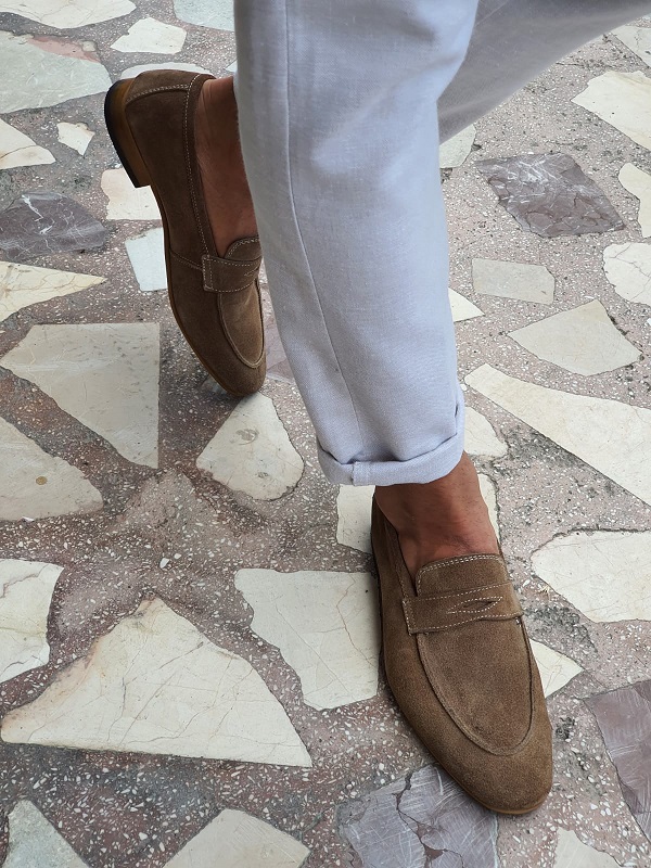 Sardinelli Prontofino Brown Suede Penny Loafers