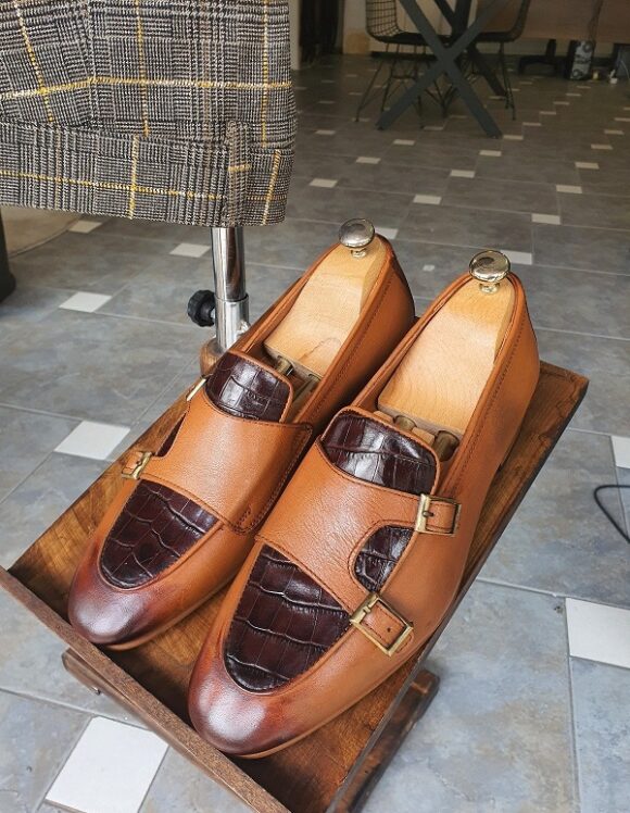 Sardinelli Aarau Tan Double Monk Strap Loafers