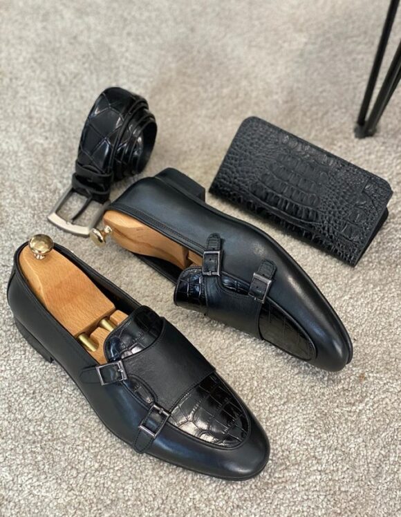 Sardinelli Aarberg Black Double Monk Strap Loafers