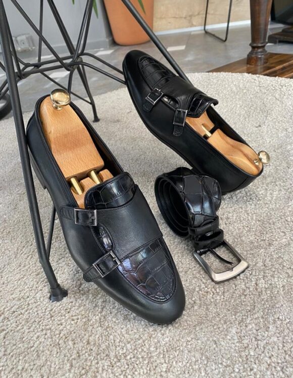 Sardinelli Aarberg Black Double Monk Strap Loafers