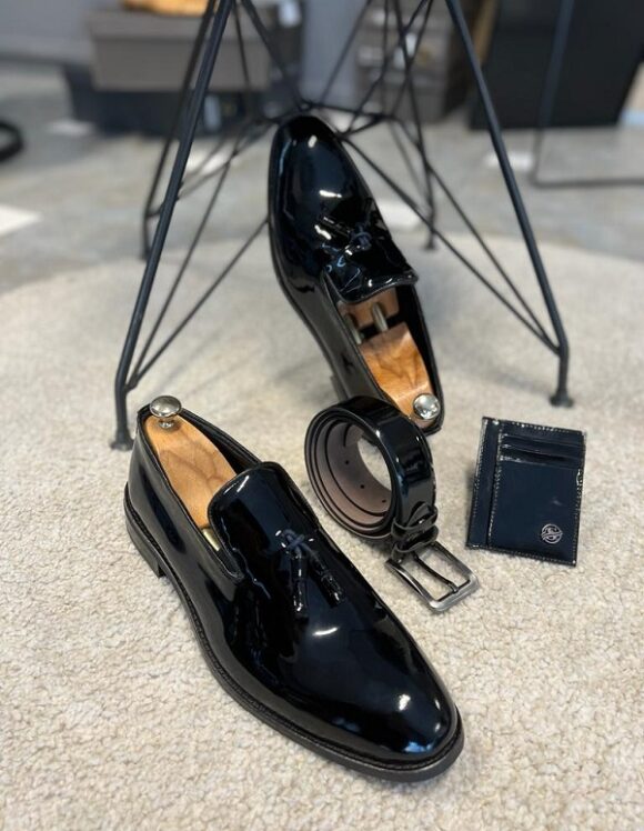 Sardinelli Cadiz Black Patent Leather Tassel Loafers