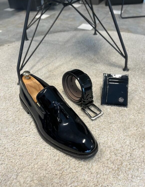Sardinelli Cadiz Black Patent Leather Tassel Loafers