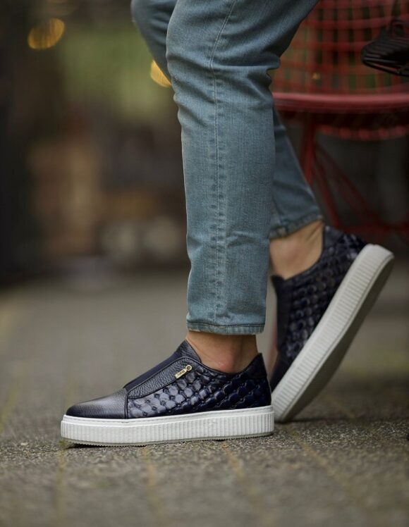 Sardinelli Lecce Blue Laceless Slip-On Sneakers