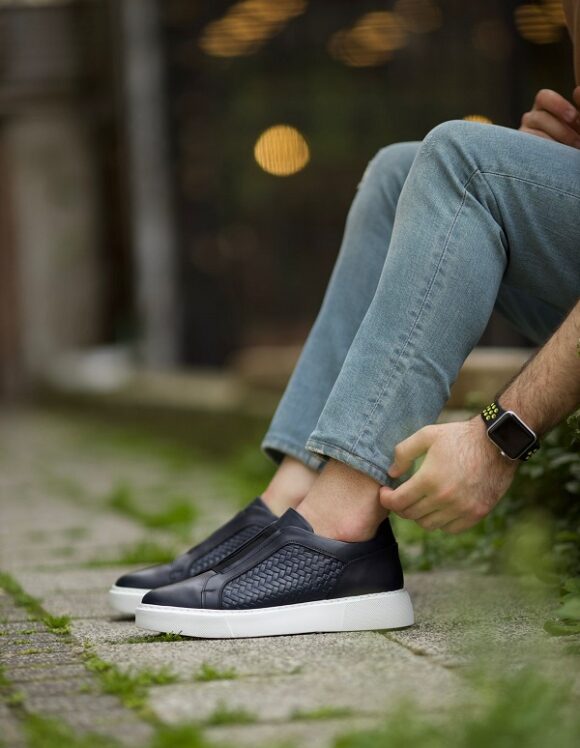 Sardinelli Lecce Blue Laceless Woven Slip-On Sneakers