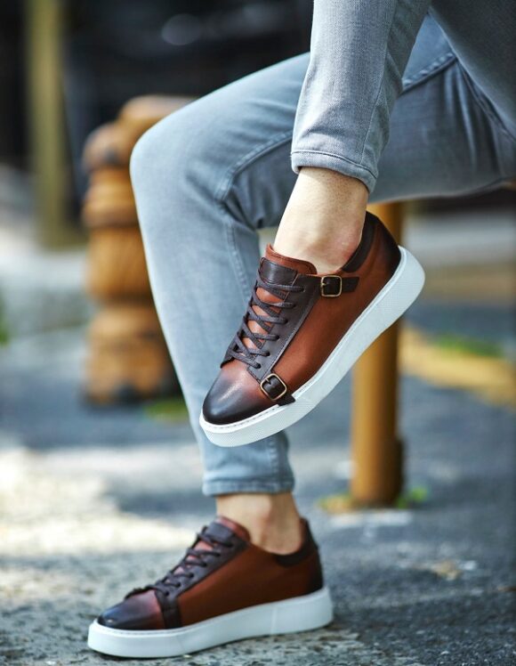 Sardinelli Lecce Brown Mid Top Monk Strap Sneakers