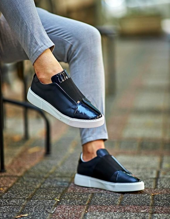 Sardinelli Forli Navy Blue Laceless Slip-On Sneakers